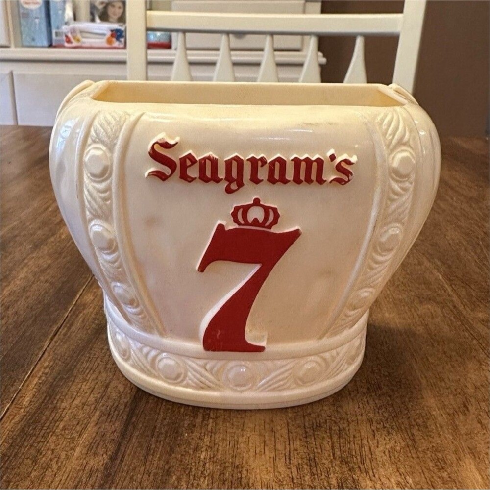 Seagram's 7 Crown Distillery Advertising Display Planter Holder White/Red